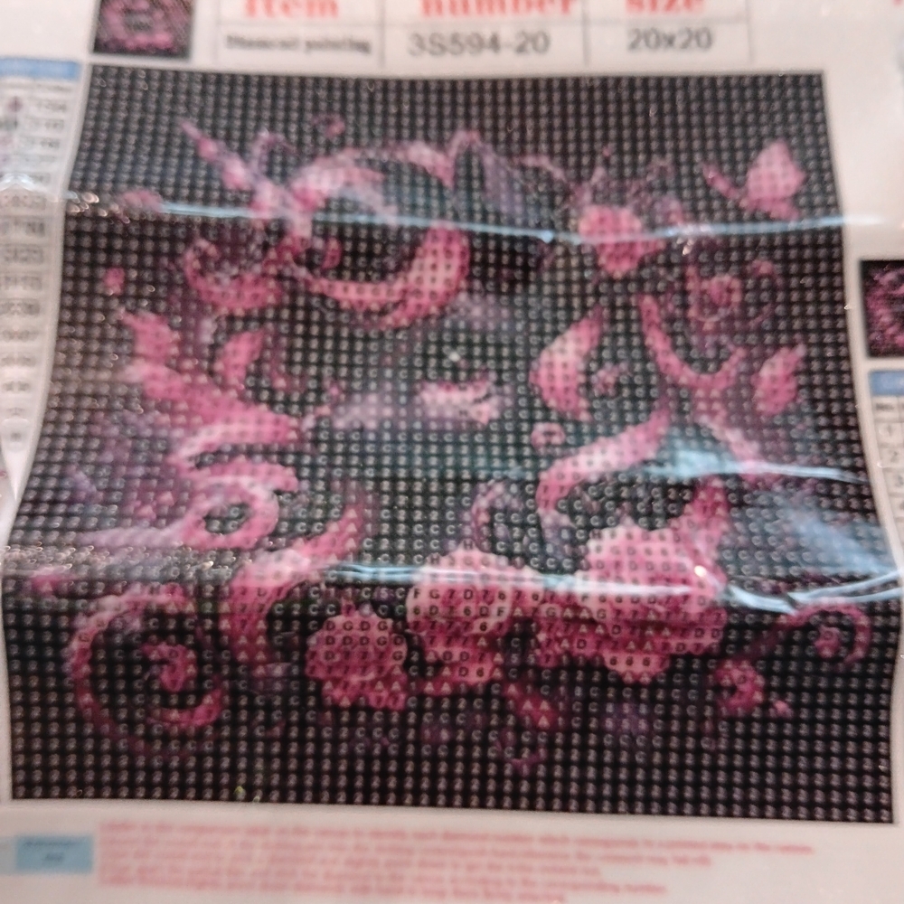 Pink and Black Floral Unicorn Diamond Painting Kit 20x20